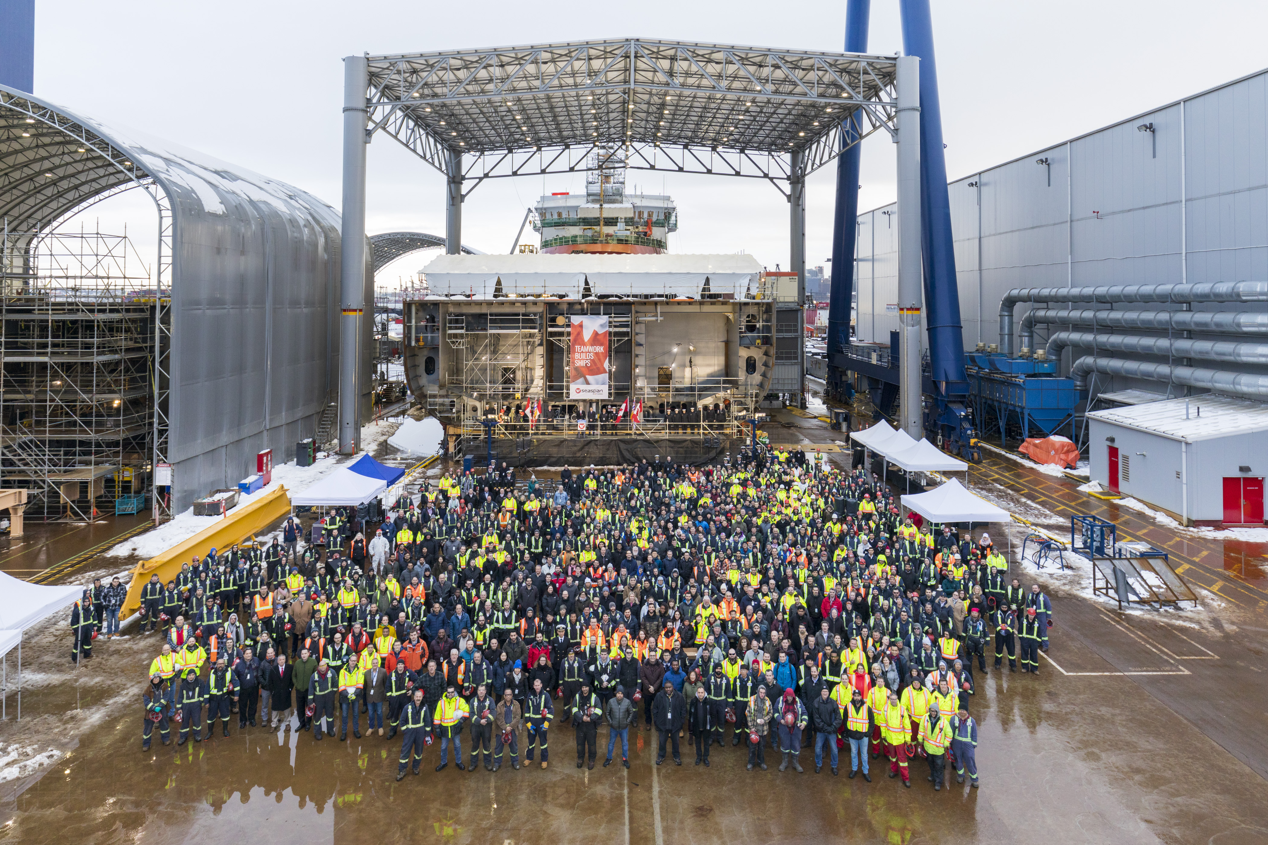 Seaspan Shipyards hosts ceremonial keel laying for the Royal Canadian Navy’s future Joint Support Ship